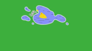 Yeşil ekranda hareket eden video animasyonu soyut çizgi film döngüsü 