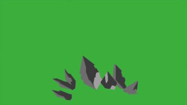 Animasyon video karikatür taşı efekti yeşil ekran arkaplanı üzerinde hareket ediyor 
