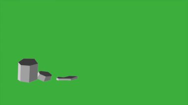 Animasyon video karikatür taşı efekti yeşil ekran arkaplanı üzerinde hareket ediyor 