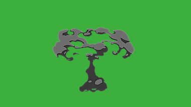 Animasyon video döngüsü çizgi film patlama elemanı efekti yeşil ekran arka planında hareket ediyor 