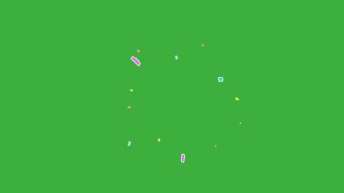 Yeşil ekranda hareket eden video animasyon konfeti ögesi efekti döngüsü 