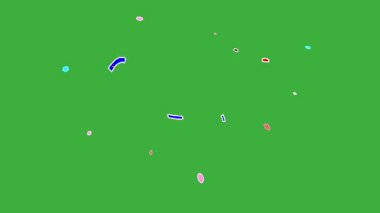 Yeşil ekranda hareket eden video animasyon konfeti ögesi efekti döngüsü 