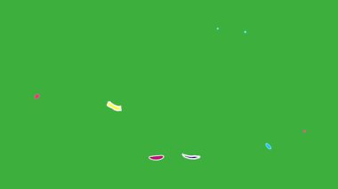 Yeşil ekranda hareket eden video animasyon konfeti ögesi efekti döngüsü 