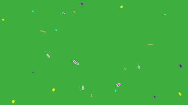 Yeşil ekranda hareket eden video animasyon konfeti ögesi efekti döngüsü 