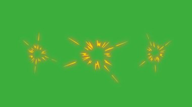 Yeşil ekran arkaplanında hareket eden video canlandırma patlaması döngüsü