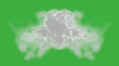 Animasyon video döngüsü gerçek duman elemanı efekti yeşil ekran arka planında hareket ediyor 
