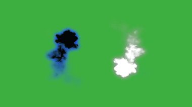 Animasyon video döngüsü gerçek duman elemanı efekti yeşil ekran arka planında hareket ediyor 