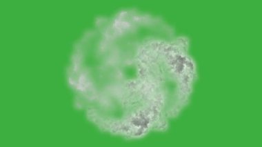 Animasyon video döngüsü gerçek duman elemanı efekti yeşil ekran arka planında hareket ediyor 