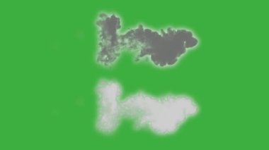 Animasyon video döngüsü gerçek duman elemanı efekti yeşil ekran arka planında hareket ediyor 