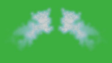 Animasyon video döngüsü gerçek duman elemanı efekti yeşil ekran arka planında hareket ediyor 