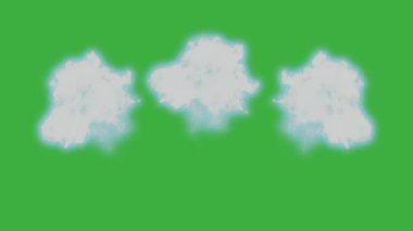 Animasyon video döngüsü gerçek duman elemanı efekti yeşil ekran arka planında hareket ediyor 