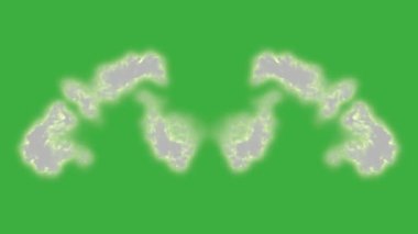Animasyon video döngüsü gerçek duman elemanı efekti yeşil ekran arka planında hareket ediyor 