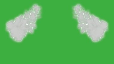 Animasyon video döngüsü gerçek duman elemanı efekti yeşil ekran arka planında hareket ediyor 