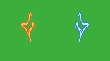 Animasyon video çizgi film enerji elemanı efekti yeşil ekran arka planında hareket ediyor