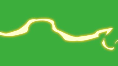 Animasyon video çizgi film enerji elemanı efekti yeşil ekran arka planında hareket ediyor