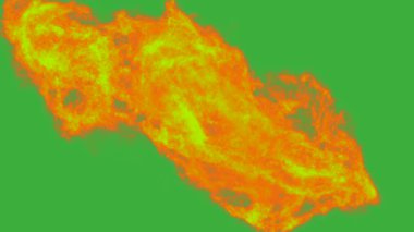 Animasyon video yangın duman element efekti yeşil ekran arka planında hareket ediyor 