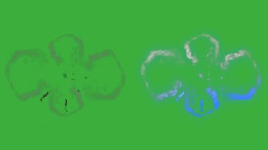 Animasyon video duman patlama ögesi efekti yeşil ekran arka planında hareket ediyor