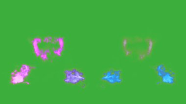 Animasyon video duman patlama ögesi efekti yeşil ekran arka planında hareket ediyor