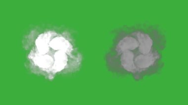 Animasyon video duman patlama ögesi efekti yeşil ekran arka planında hareket ediyor