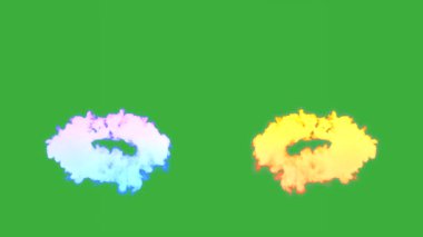 Animasyon video duman patlama ögesi efekti yeşil ekran arka planında hareket ediyor