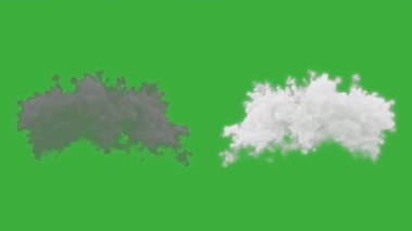 Animasyon video duman patlama ögesi efekti yeşil ekran arka planında hareket ediyor