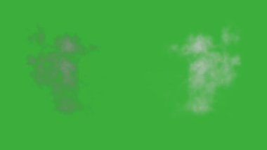 Animasyon video duman patlama ögesi efekti yeşil ekran arka planında hareket ediyor