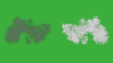 Animasyon video duman patlama ögesi efekti yeşil ekran arka planında hareket ediyor