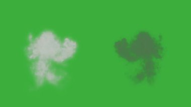Animasyon video duman patlama ögesi efekti yeşil ekran arka planında hareket ediyor