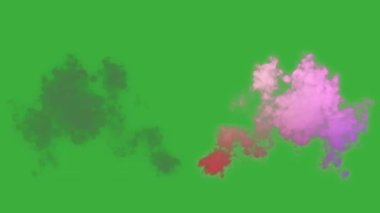 Animasyon video duman patlama ögesi efekti yeşil ekran arka planında hareket ediyor