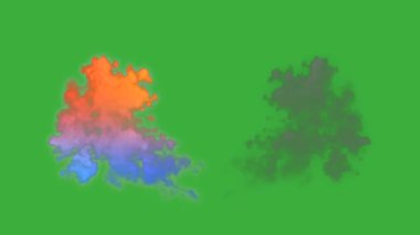 Animasyon video duman patlama ögesi efekti yeşil ekran arka planında hareket ediyor