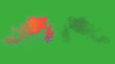 Animasyon video duman patlama ögesi efekti yeşil ekran arka planında hareket ediyor