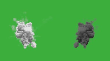 Animasyon video duman patlama ögesi efekti yeşil ekran arka planında hareket ediyor 