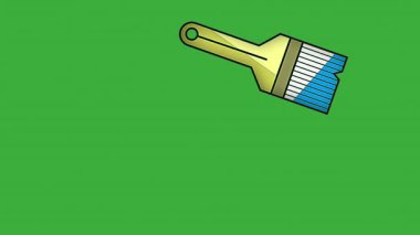 Yeşil ekran arkaplanında hareket eden canlandırma video boya fırçası simgesi 