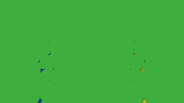 Animasyon video yangın elemanı efekti yeşil ekran arka planında hareket ediyor 