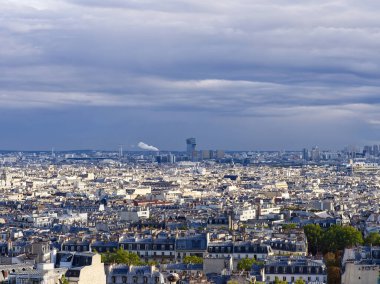 Paris overlook landscape from Montmartre hill, France