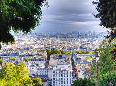 Paris overlook landscape from Montmartre hill, France