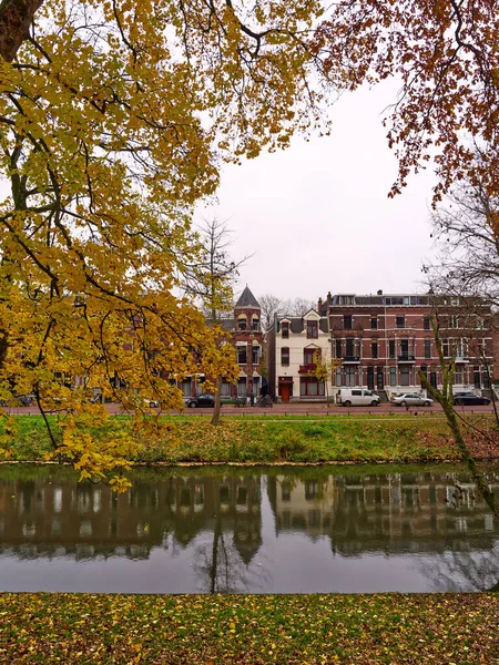 Autumn Reflections Canals Cityscape Utrecht Netherlands High Quality Photo — Stock Photo, Image