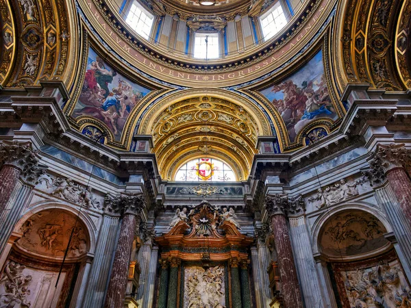 View Frescoed Cupola Santagnese Agone Church Rome Italy — Stock Photo, Image