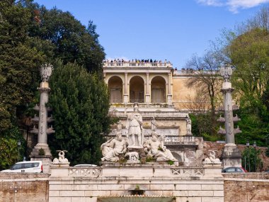 Pincio Gardens, Roma, İtalya 'daki Villa Borghese Parkı. Yüksek kalite fotoğraf