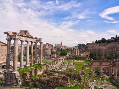 Roma Forumu güneşli bahar gününde, Roma, İtalya. Yüksek kalite fotoğraf
