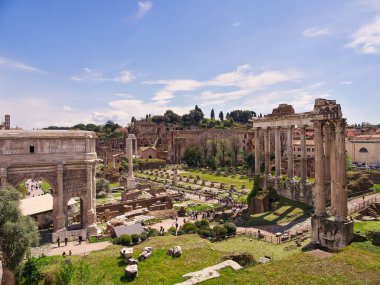 Roma Forumu güneşli bahar gününde, Roma, İtalya. Yüksek kalite fotoğraf