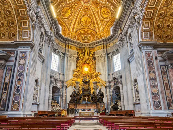 Εσωτερική Βασιλική Του Αγίου Πέτρου Βατικανό Ιταλία Υψηλής Ποιότητας Φωτογραφία Φωτογραφία Αρχείου