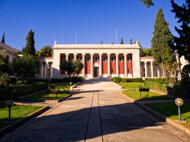 Gennadius Kütüphanesi güneşli bir günde. Atina, Yunanistan. 