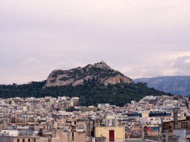 Atina 'daki Lycabettus Tepesi. Şehir manzaralı. Yunanistan. Yüksek kalite fotoğraf