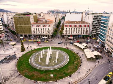 Omonoia Meydanı 'nın yüksek açılı manzarası, Atina, Yunanistan. Yüksek kalite fotoğraf