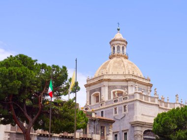 Church baroque dome of the abbey of Saint Agatha - Badia di SantAgata - in Catania. Sicily. Italy  clipart