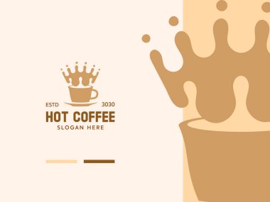 coffee cup logo design template with coffee splash like a crown. coffee or tea king. suitable for cafe