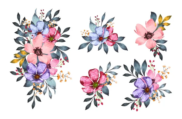 Цветочный Букет Фона Пригласительной Открытки Акварельном Стиле — стоковый вектор