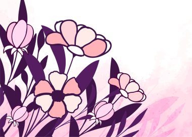 Suluboya arka planda elle çizilmiş çiçek dalı