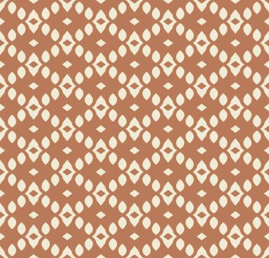 Bu, soyut geometrik şekilleri kahverengi ve bej olan kusursuz bir desen. Tasarım dekoratif ve arka plan, doku veya duvar kağıdı olarak kullanılabilir. Kumaş veya baskı tasarımı için mükemmel olan tekrarlayan bir desen..